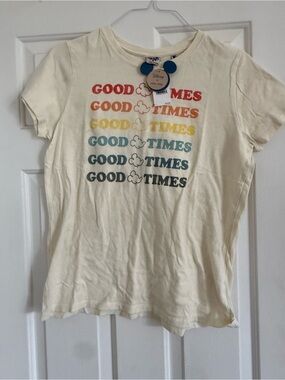 Disney Cream Short-Sleeve Tee with Rainbow "Good Times" Print